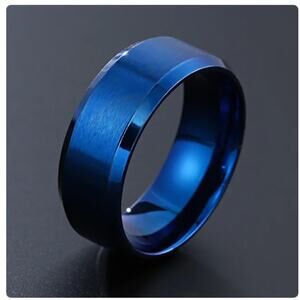 new 8 mm blue stainless steel ring
